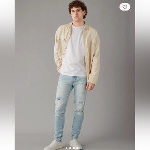 American Eagle‎ Outfitters Light Blue Extreme Flex Skinny Patched Jeans